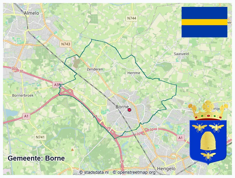 Schematische gemeentegrens Borne